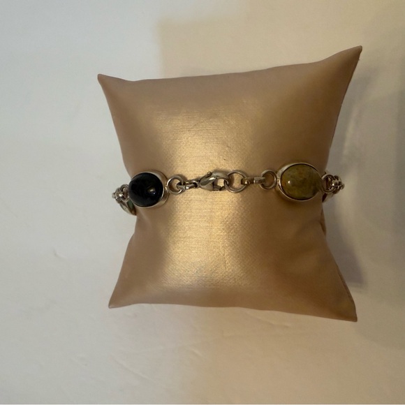 VINTAGE BRACELET STERLING SILVER 925 SCARABS 6 MULTI COLOR 7” - Picture 8 of 9